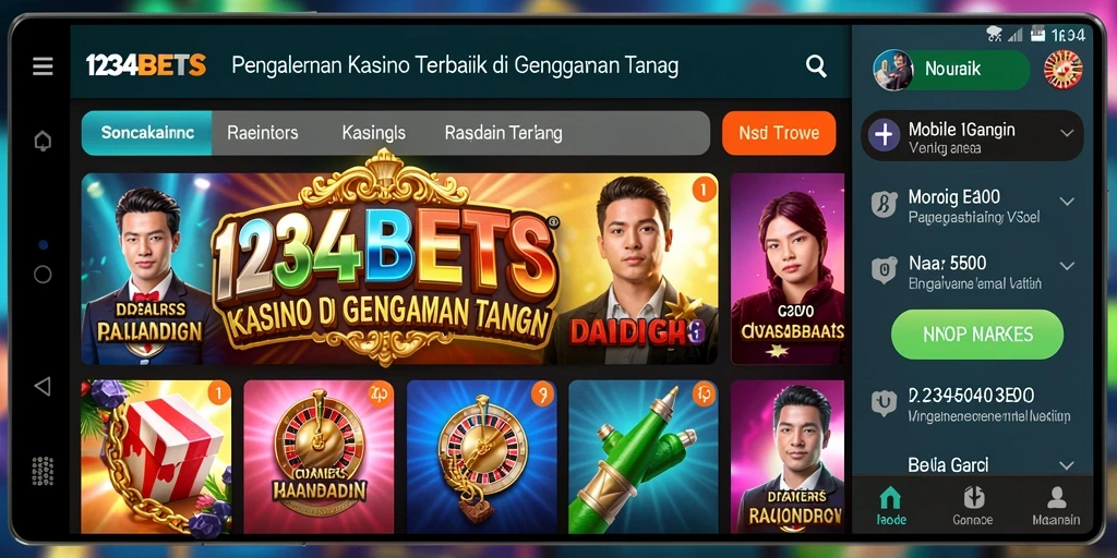 Tampilan permainan kasino yang menegangkan dan mendebarkan di 1234BETS.
