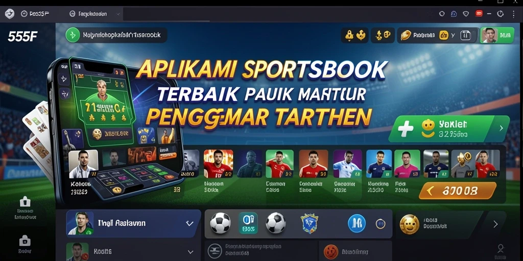 Screenshot utama 555F menampilkan antarmuka aplikasi Sportsbook.