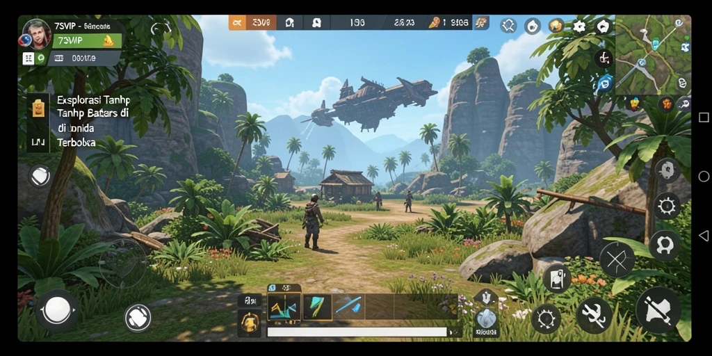 Screenshot gameplay 7SVIP menampilkan petualangan menakjubkan di dunia terbuka.