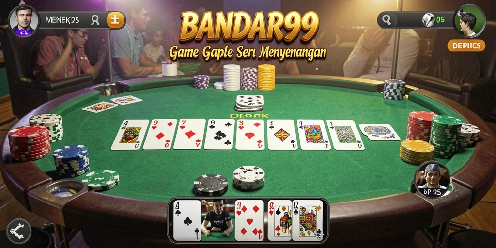 Screenshot BANDAR99 yang menampilkan aksi seru permainan Gaple.