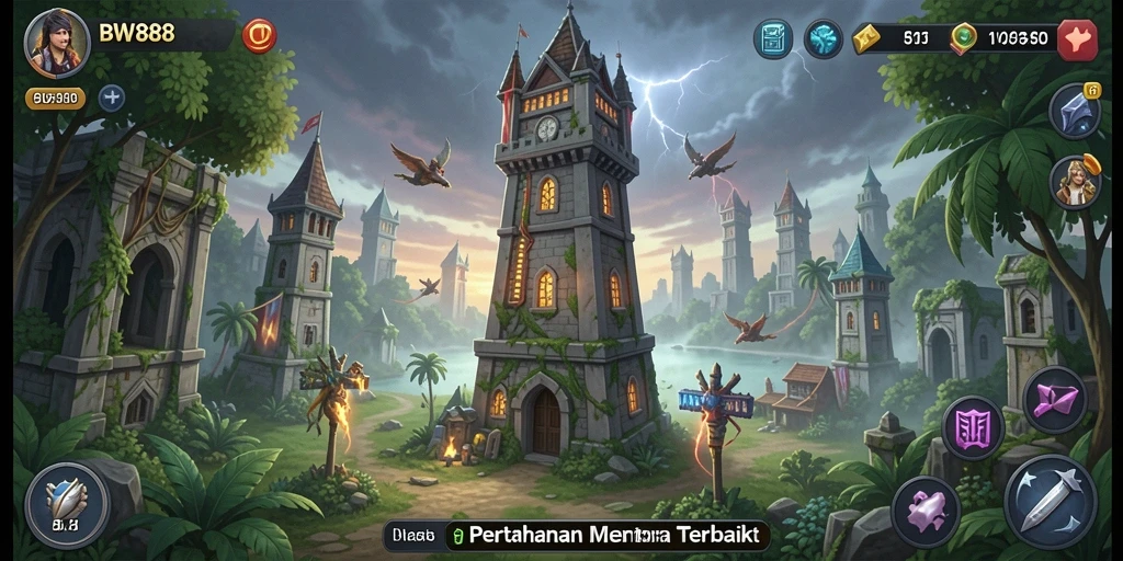 Screenshot utama BW888 menampilkan aksi seru dalam permainan Tower Defense.