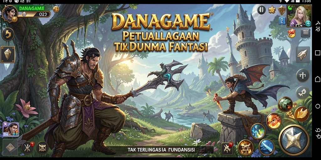 Tangkapan layar utama DANAGAME yang menampilkan aksi seru dalam petualangan.