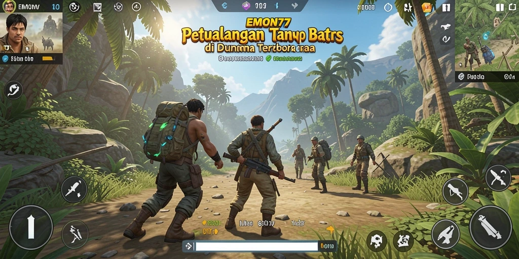 Tampilan gameplay <strong>EMON77</strong> dalam dunia terbuka yang menakjubkan.