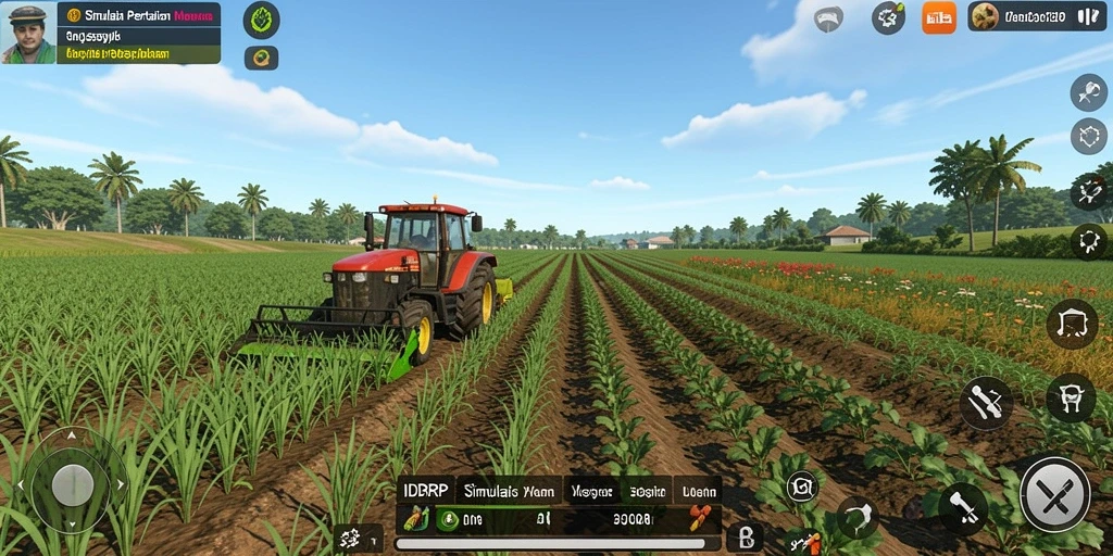 Tampilan gameplay IDRRP dengan aktivitas pertanian yang menarik.
