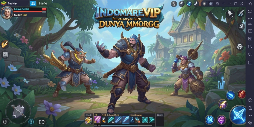 Tangkapan layar utama INDOMAREVIP menampilkan petualangan seru di dunia MMORPG.