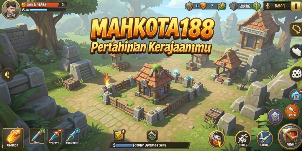 Tampilan gameplay seru dalam pertahanan kerajaan di MAHKOTA188.