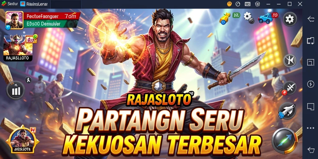Tampilan gameplay RAJASLOTO yang mendebarkan dengan aksi pertarungan seru.