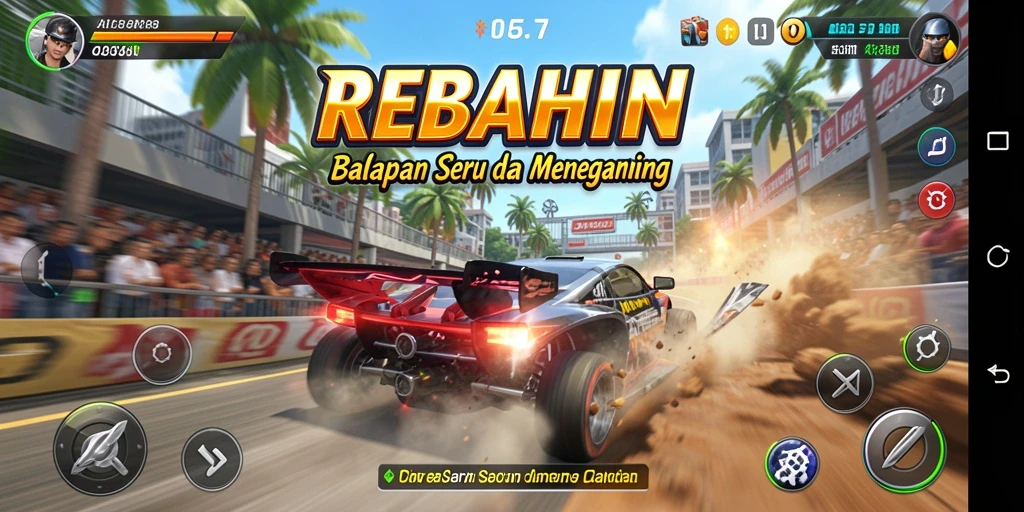 Gameplay balapan mendebarkan di REBAHIN.