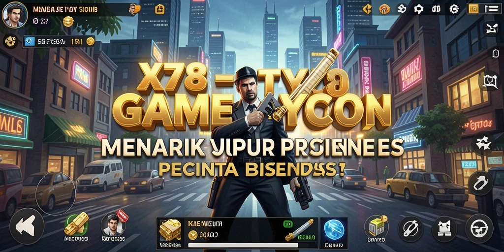 Tampilan gameplay X78 yang menampilkan aksi membangun bisnis Tycoon.